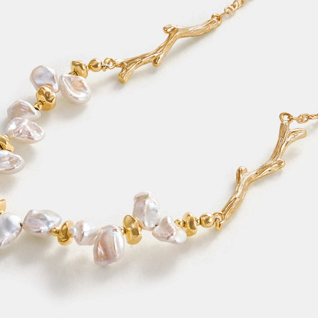 Floriography Keshi Pearl Branch Necklace