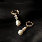 Gold Hoop Pearl Earrings