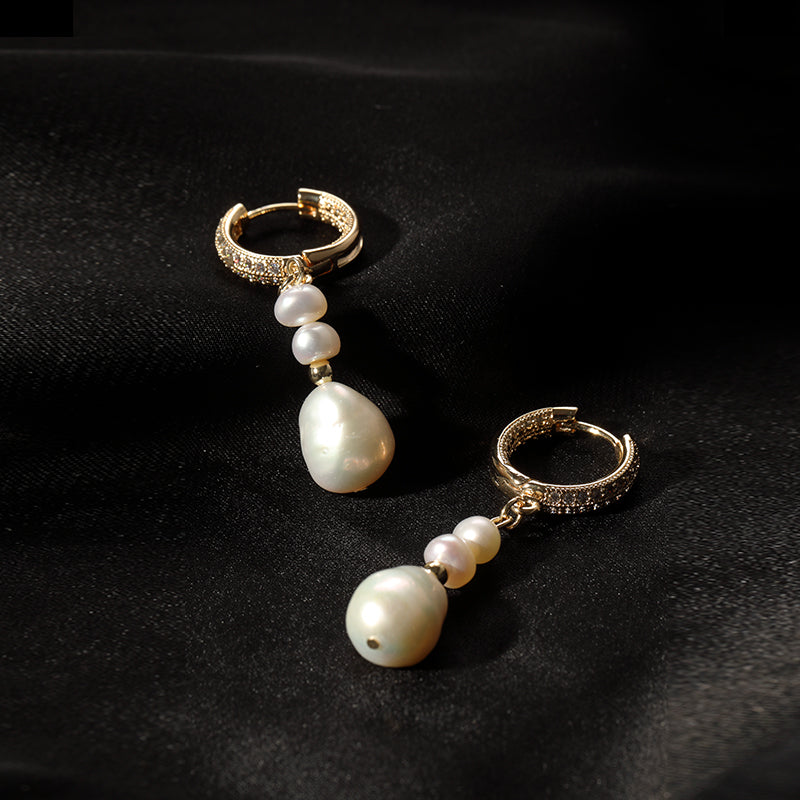Gold Hoop Pearl Earrings
