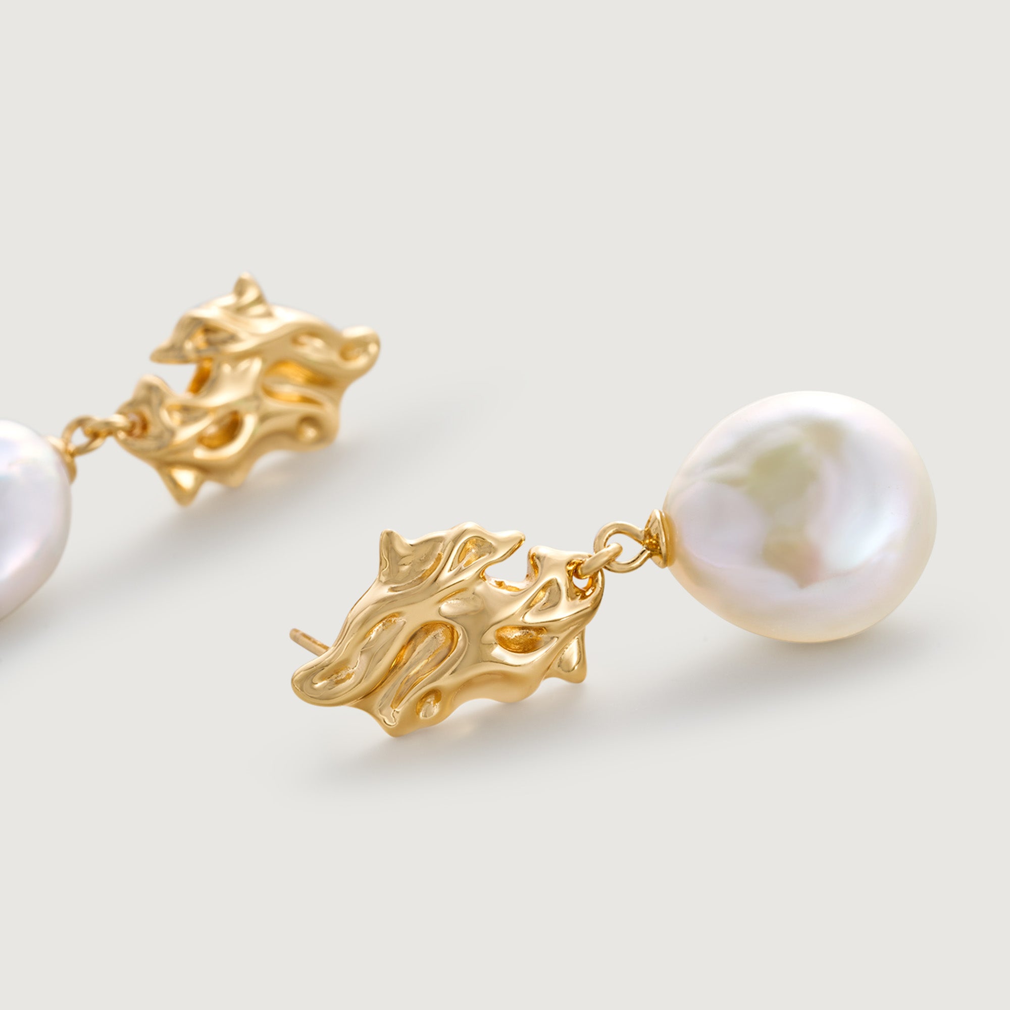 Lava Baroque Button Pearl Earrings