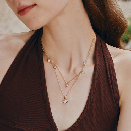 Blush Heart Layered Rose Quartz Necklace