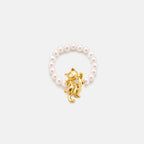 Dancing Cat Pearl Beaded Ring