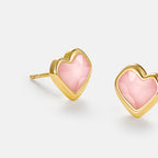 Blush Heart Rose Quartz Stud Earrings