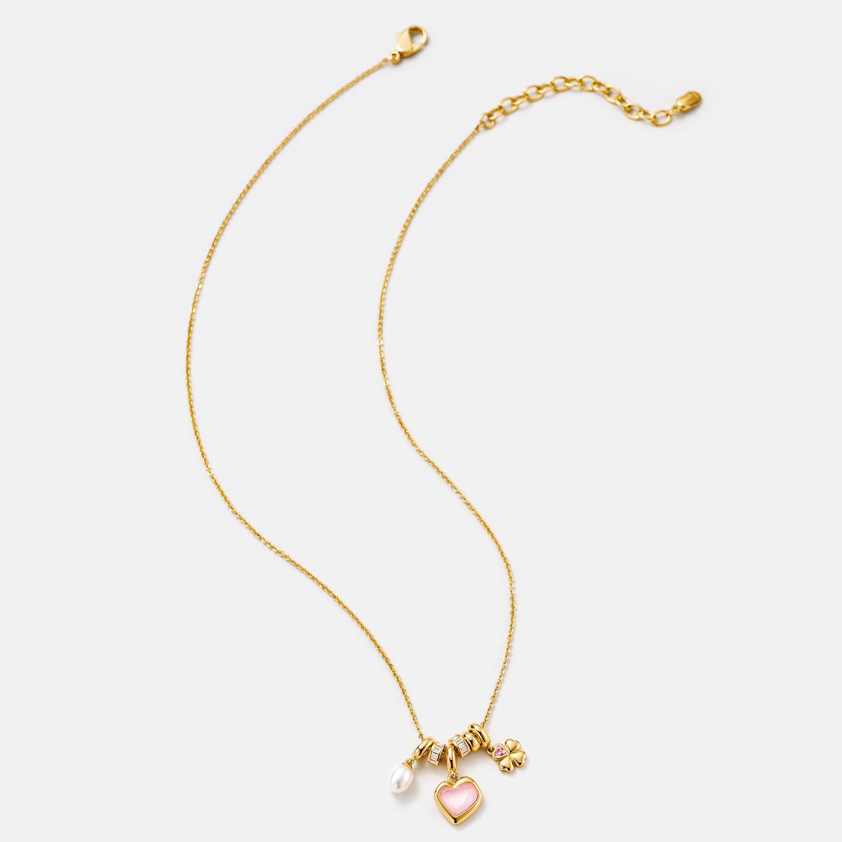 Blush Heart Pearl Charm Necklace