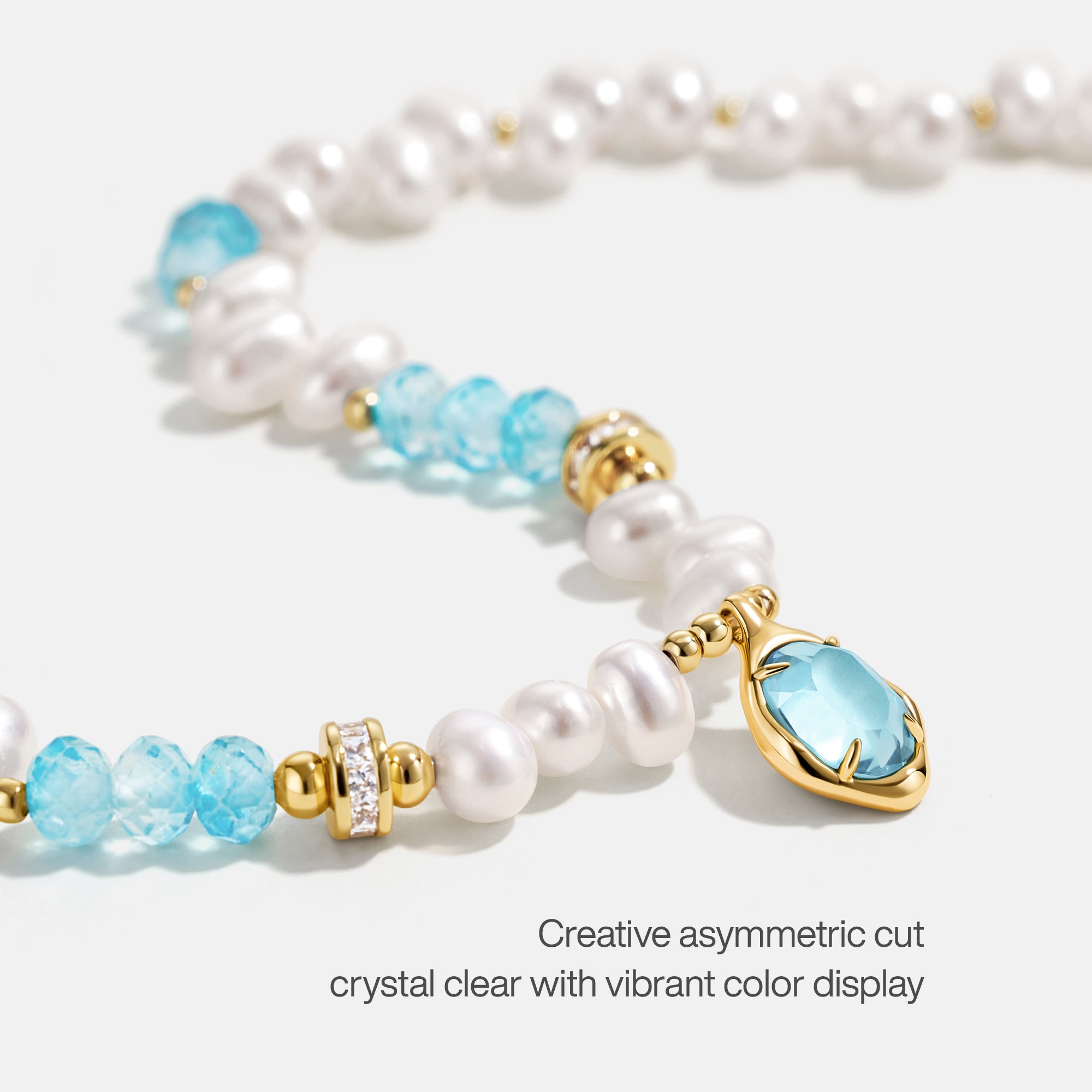Raw Blue Topaz Pearl Necklace