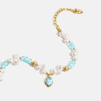 Raw Blue Topaz Pearl Bracelets