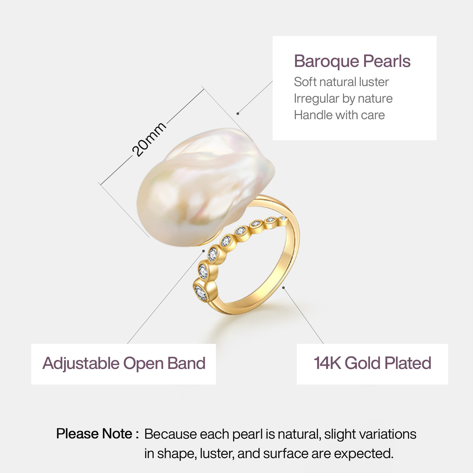 Starlit Splendor Baroque Pearl Ring Unique Shaped