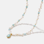 Raw Aquamarine Pearl Necklace