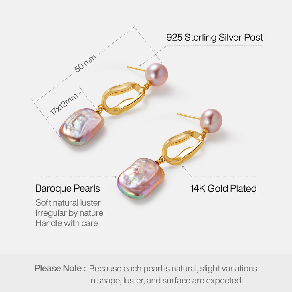 Purple Baroque Pearl Earring