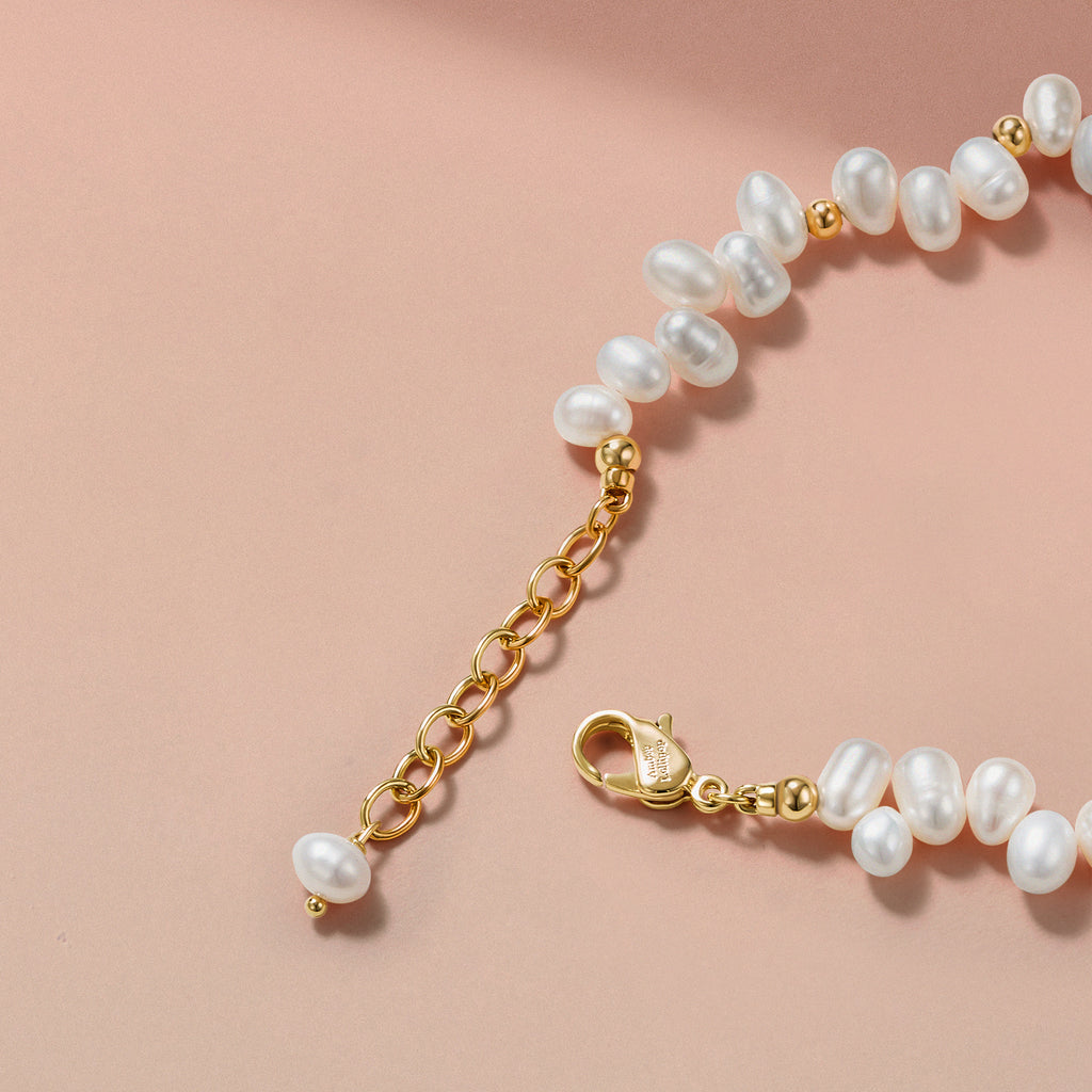 Blush Heart Rose Quartz Pearl Bracelet