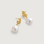 Lava Baroque Button Pearl Earrings