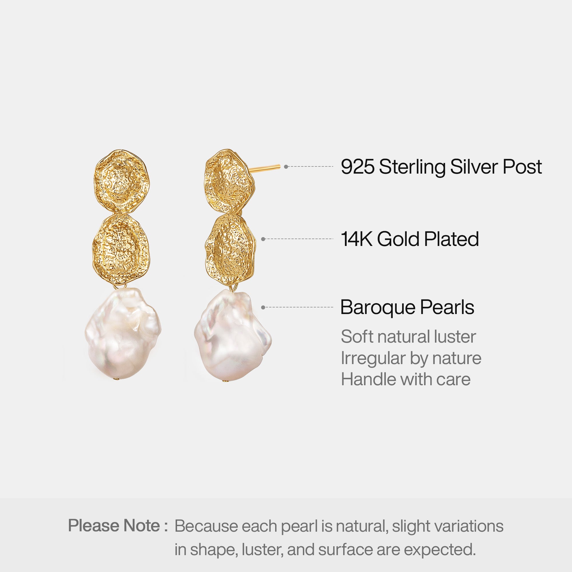Desolate Realm Baroque Pearl   Earrings