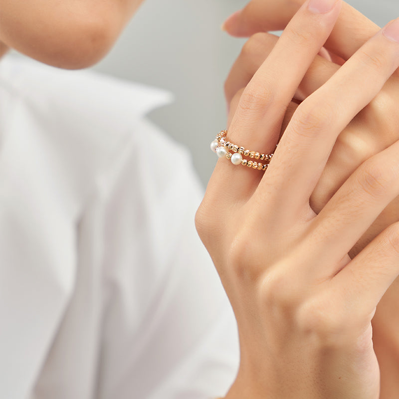 Gold Hoop Pearl Ring