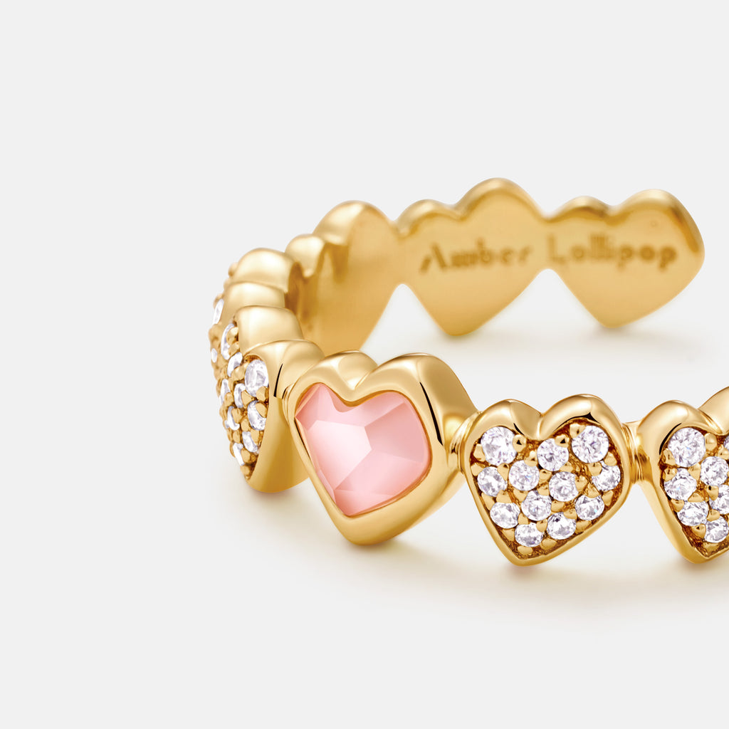 Blush Heart Rose Quartz Open Ring