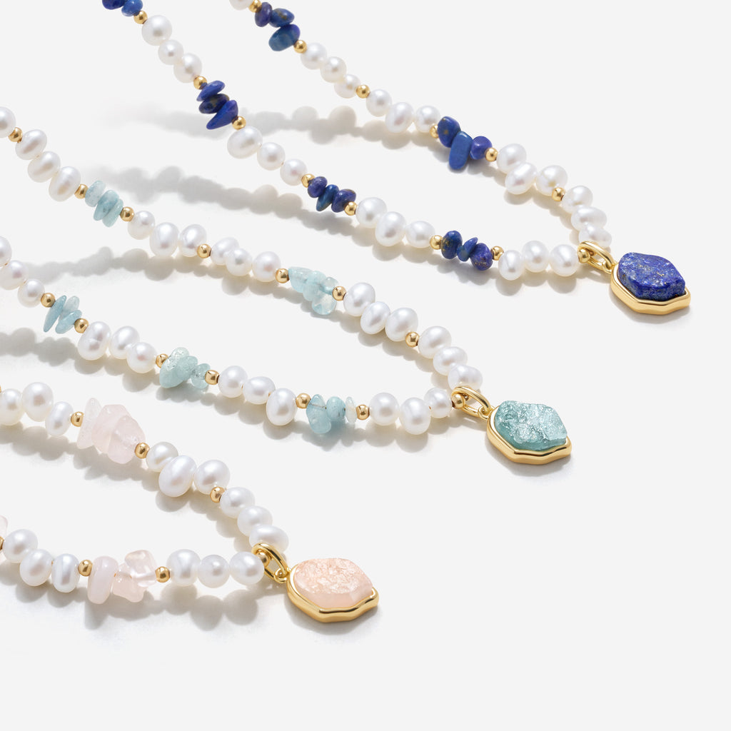 Raw Lapis Lazuli Pearl Necklace