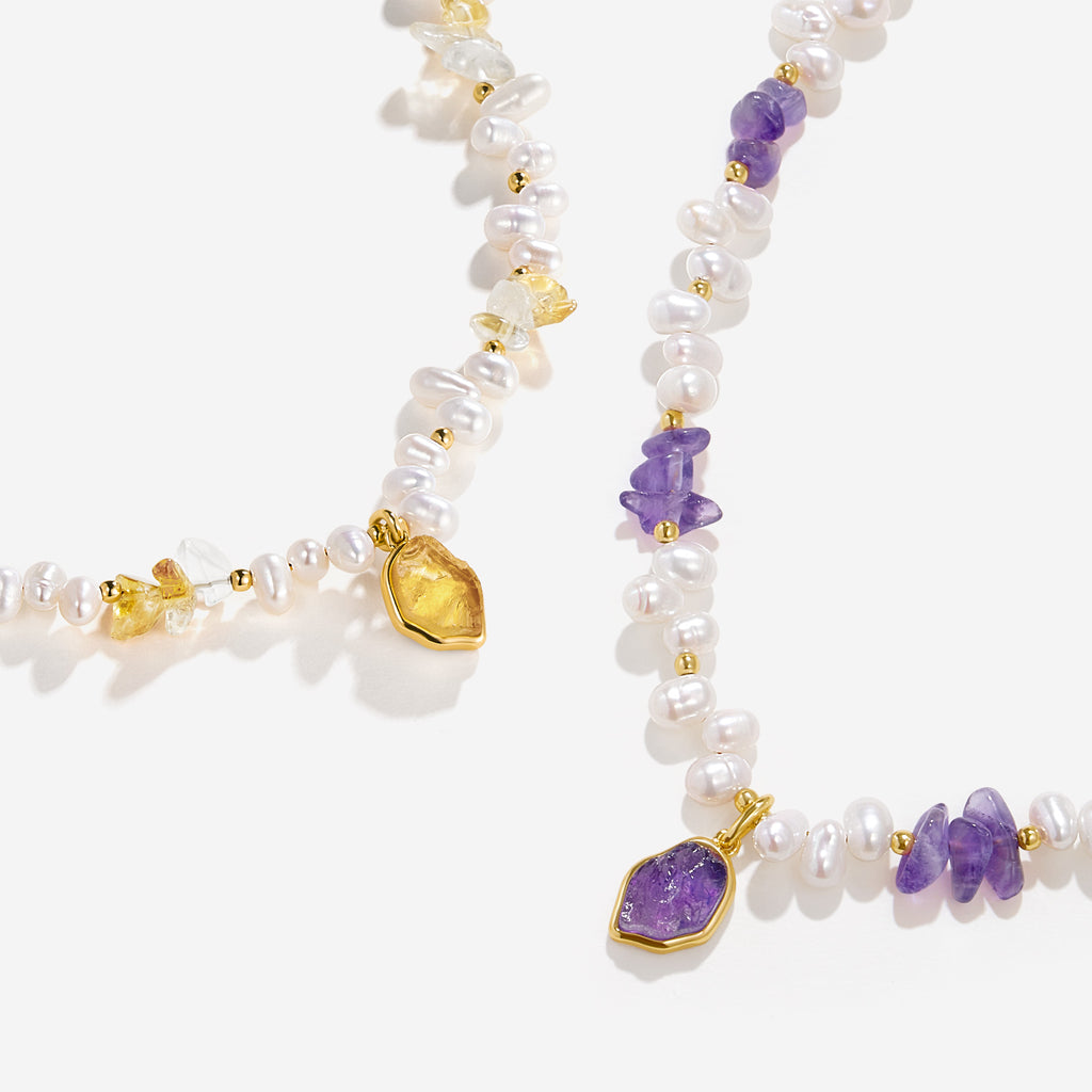 Raw Amethyst Pearl Necklace