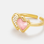 Blush Heart Rose Quartz Open Ring