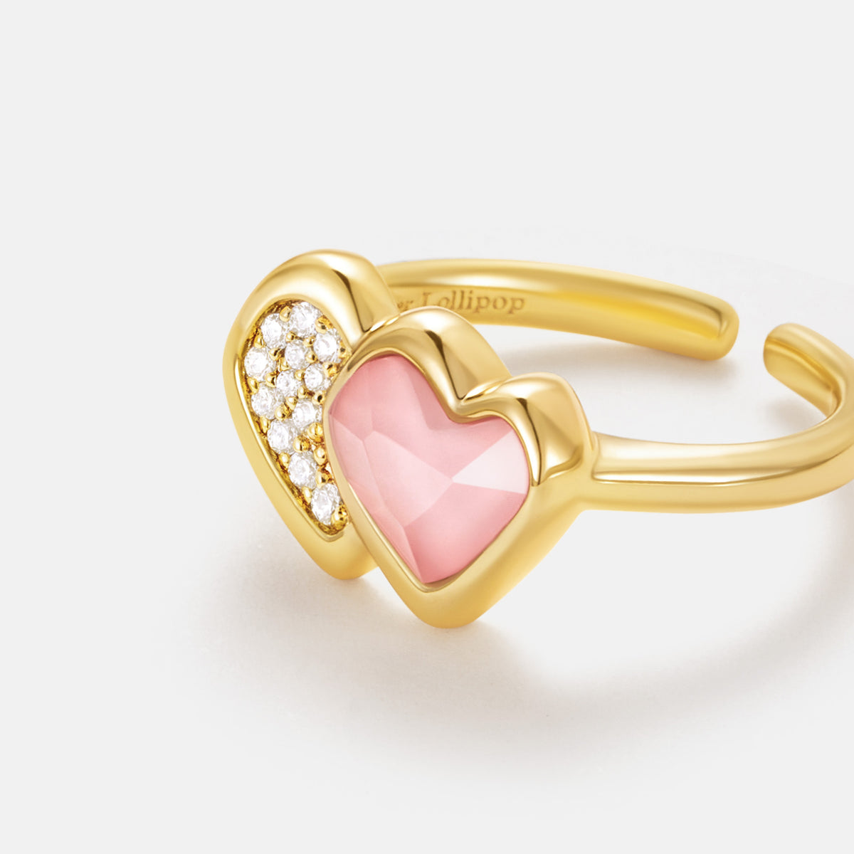 Blush Heart Rose Quartz Open Ring