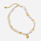 Raw Citrine Pearl Necklace