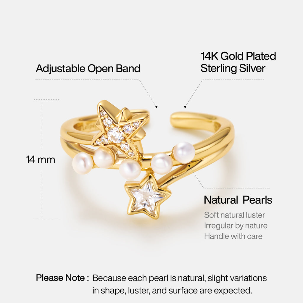 Celestial Double Star Open Ring