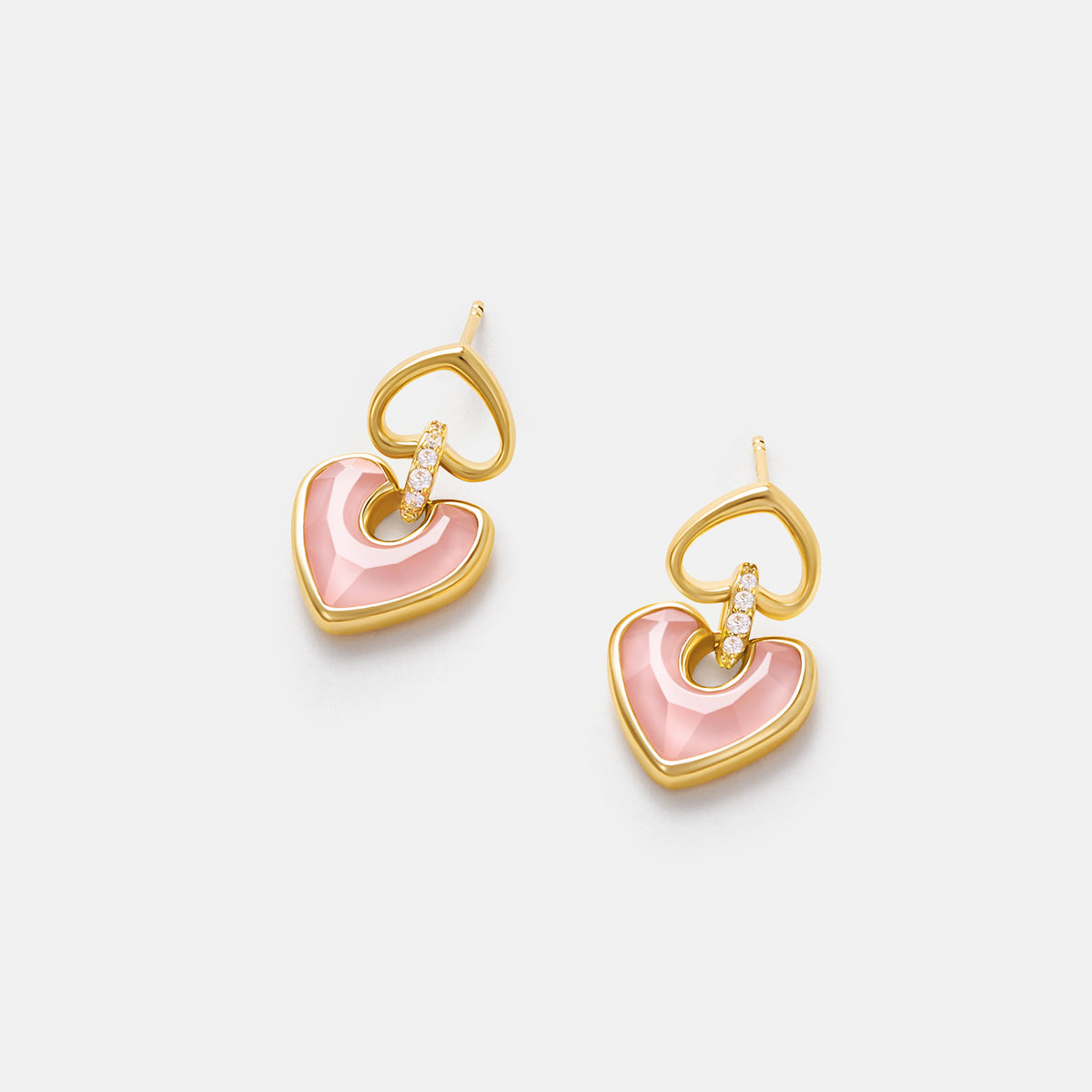 Blush Heart Rose Quartz Drop Earrings
