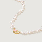 Blush Heart Rose Quartz Pearl Necklace