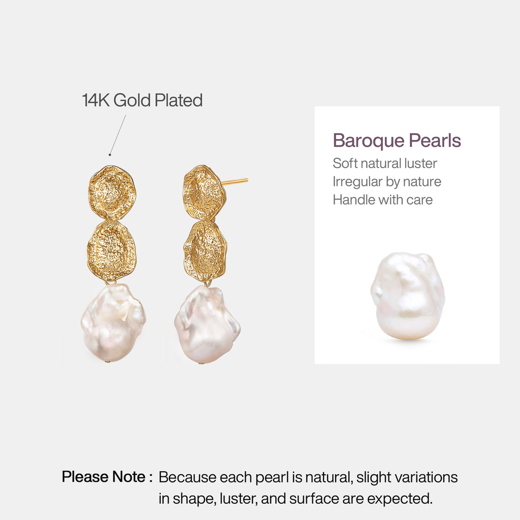 Desolate Realm Baroque Pearl   Earrings