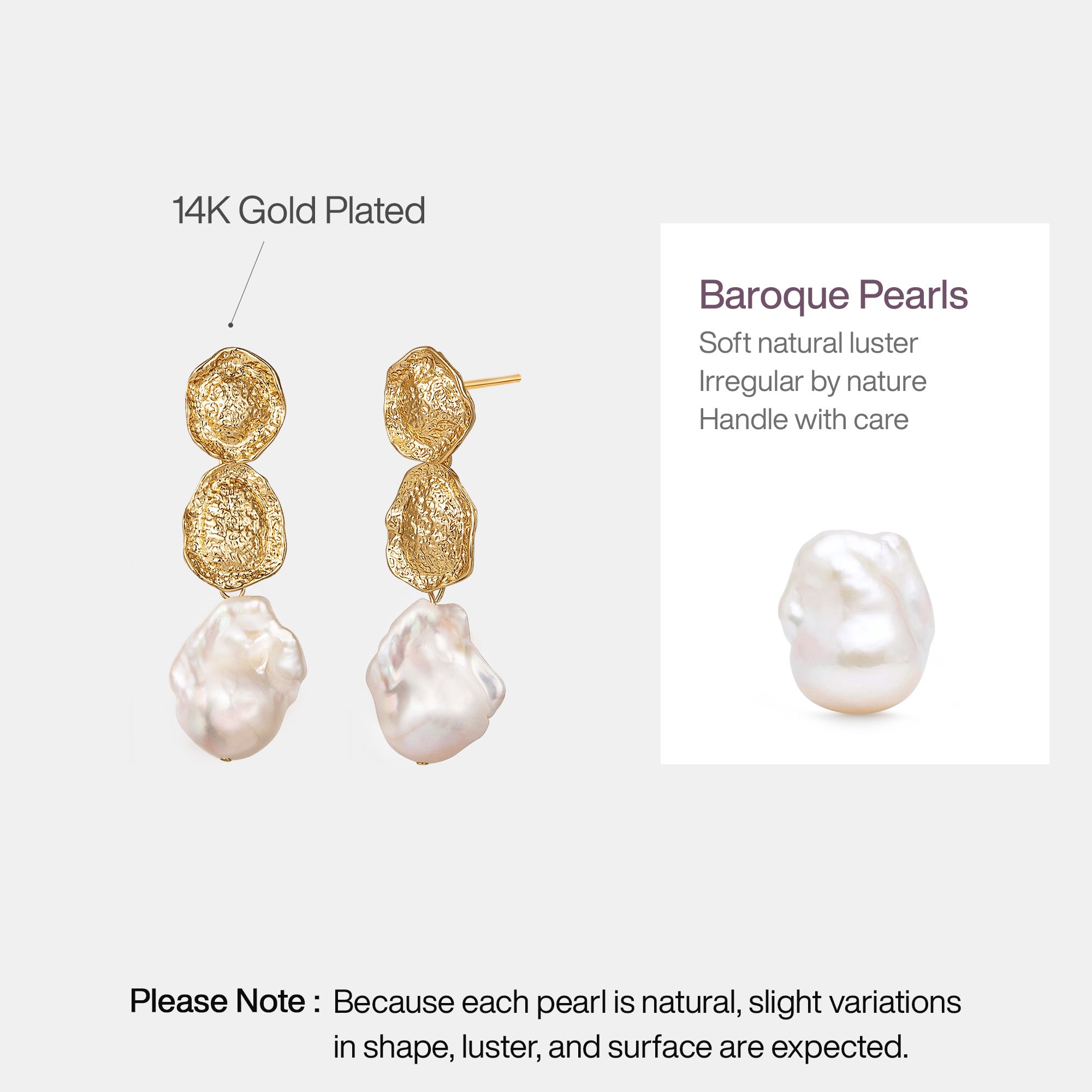 Desolate Realm Baroque Pearl   Earrings