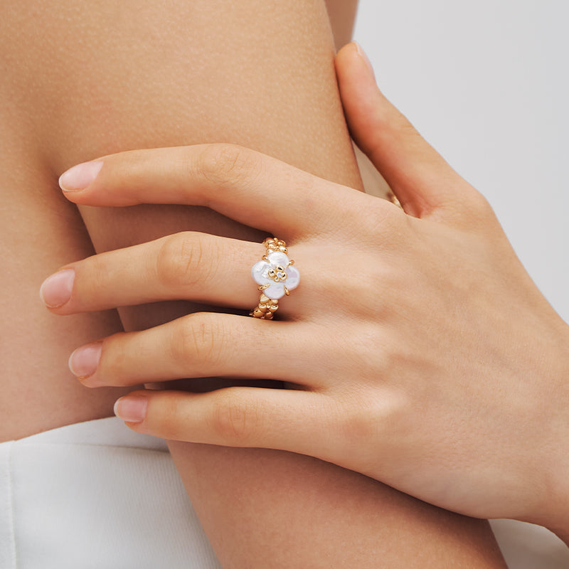 Lucky Clover Pearl Statement Ring