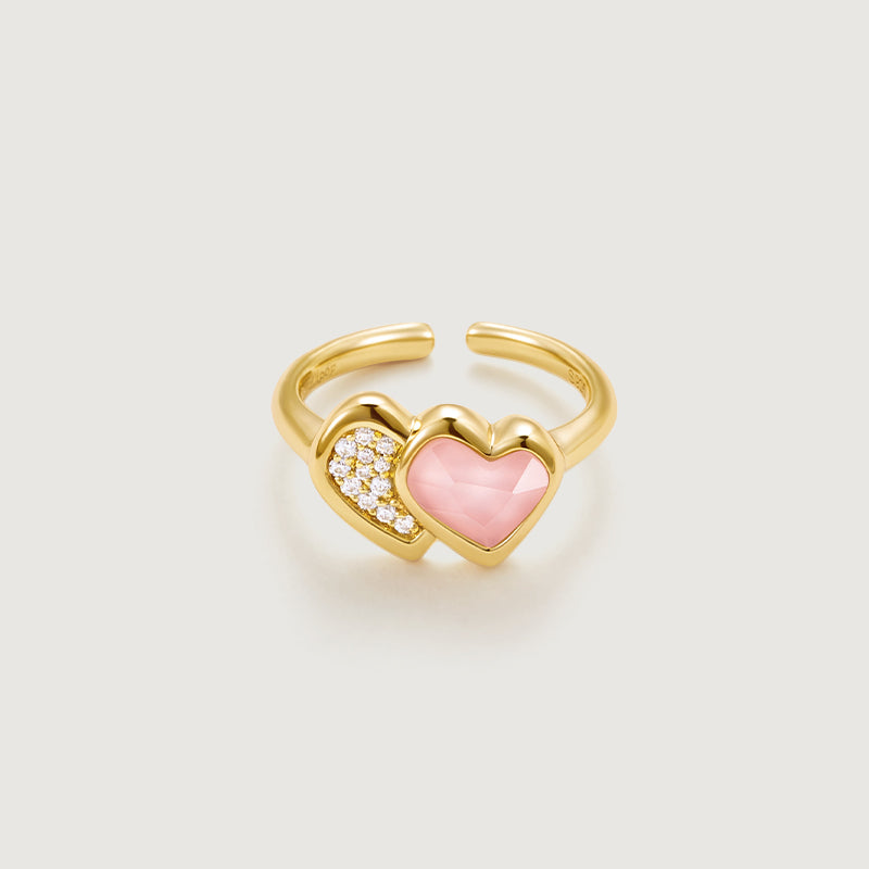 Blush Heart Rose Quartz Open Ring