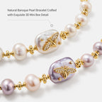 White Baroque Pearl Bee Bracelet