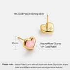 Blush Heart Rose Quartz Stud Earrings