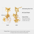Cat Butterfly Pearl Earrings