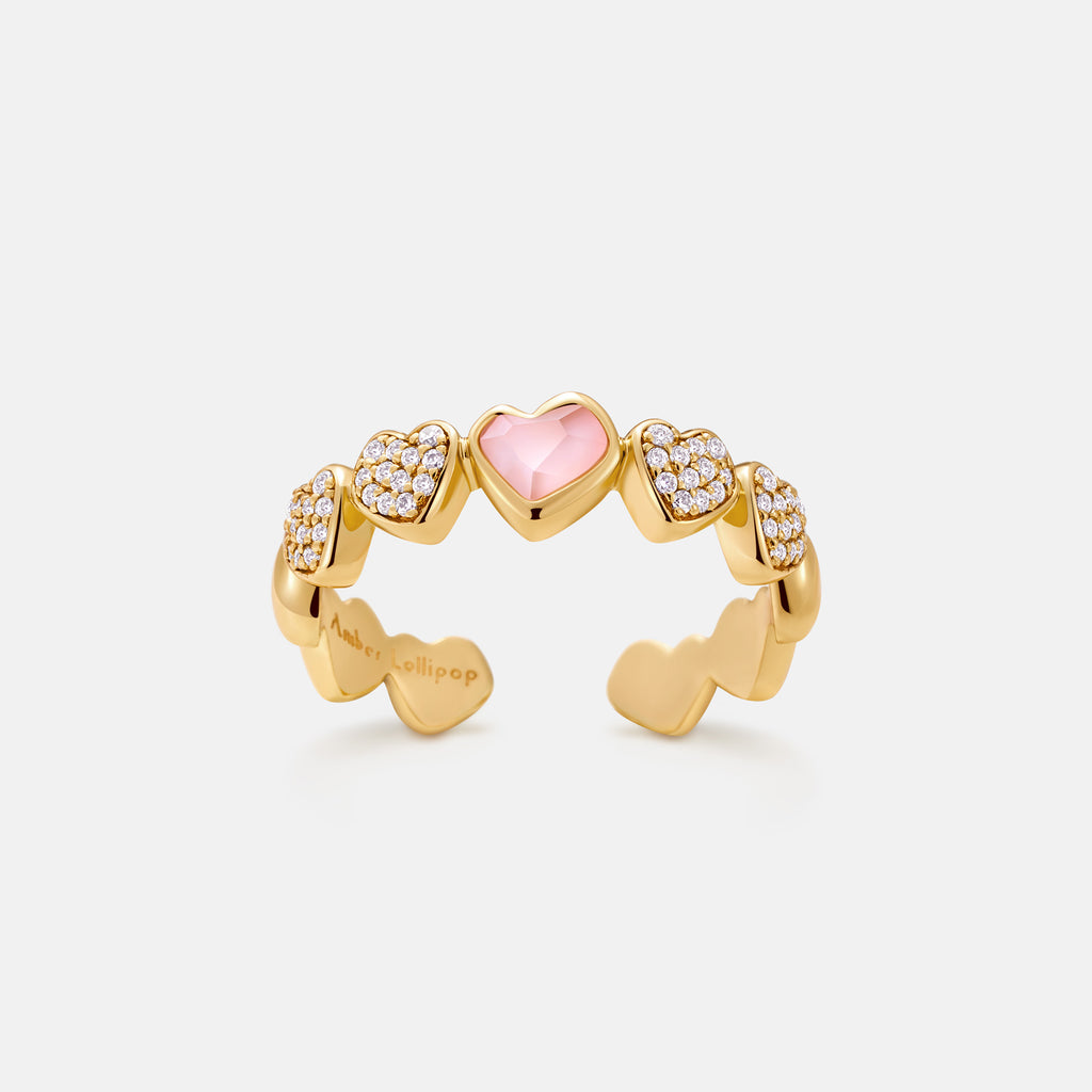 Blush Heart Rose Quartz Open Ring