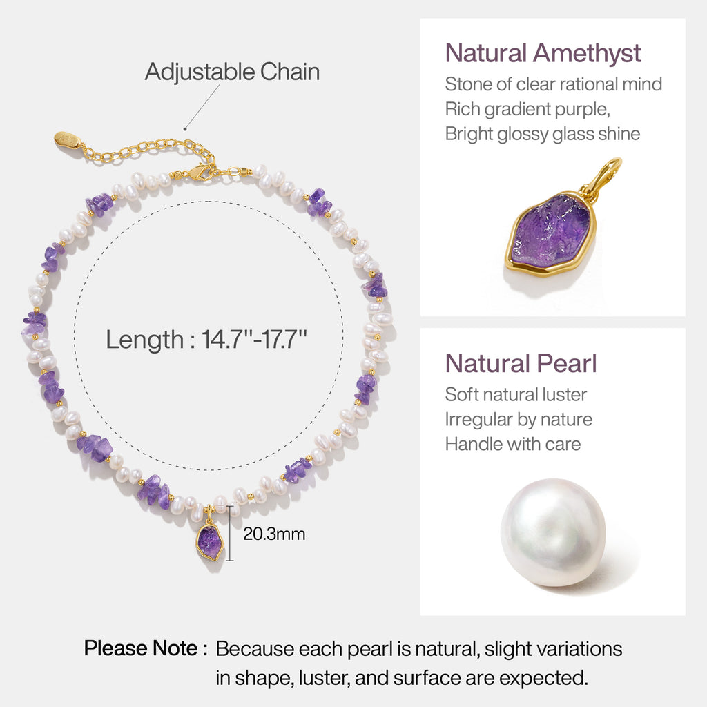 Raw Amethyst Pearl Necklace