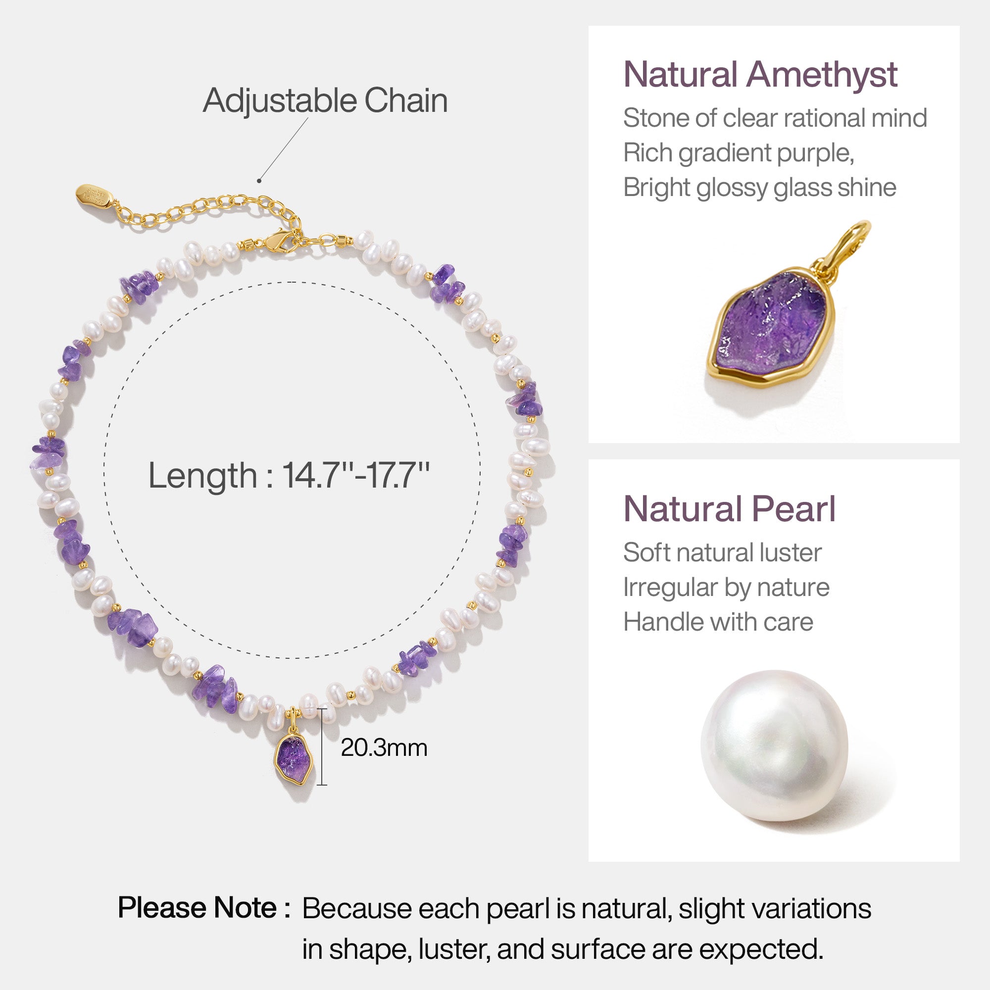 Raw Amethyst Pearl Necklace