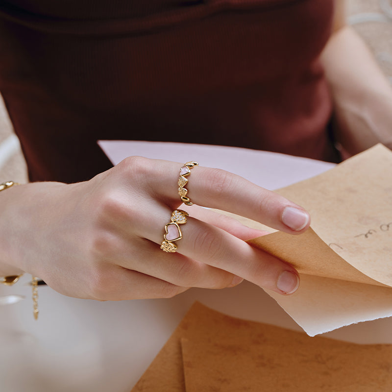 Blush Heart Rose Quartz Open Ring