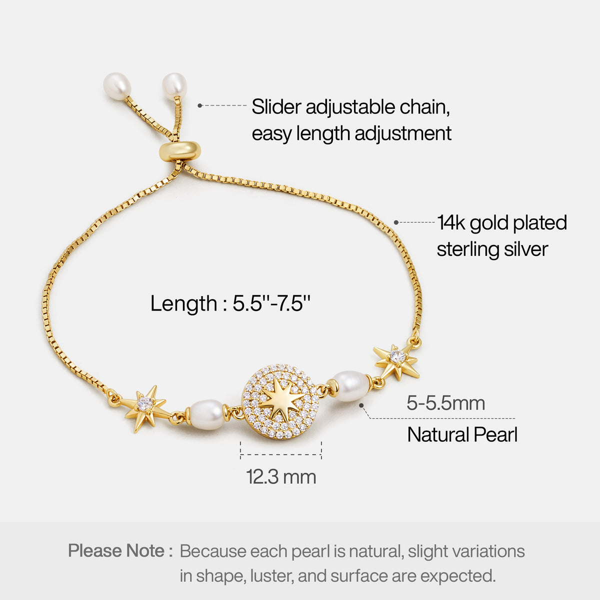 Celestial Star Pearl Adjustable Bracelet