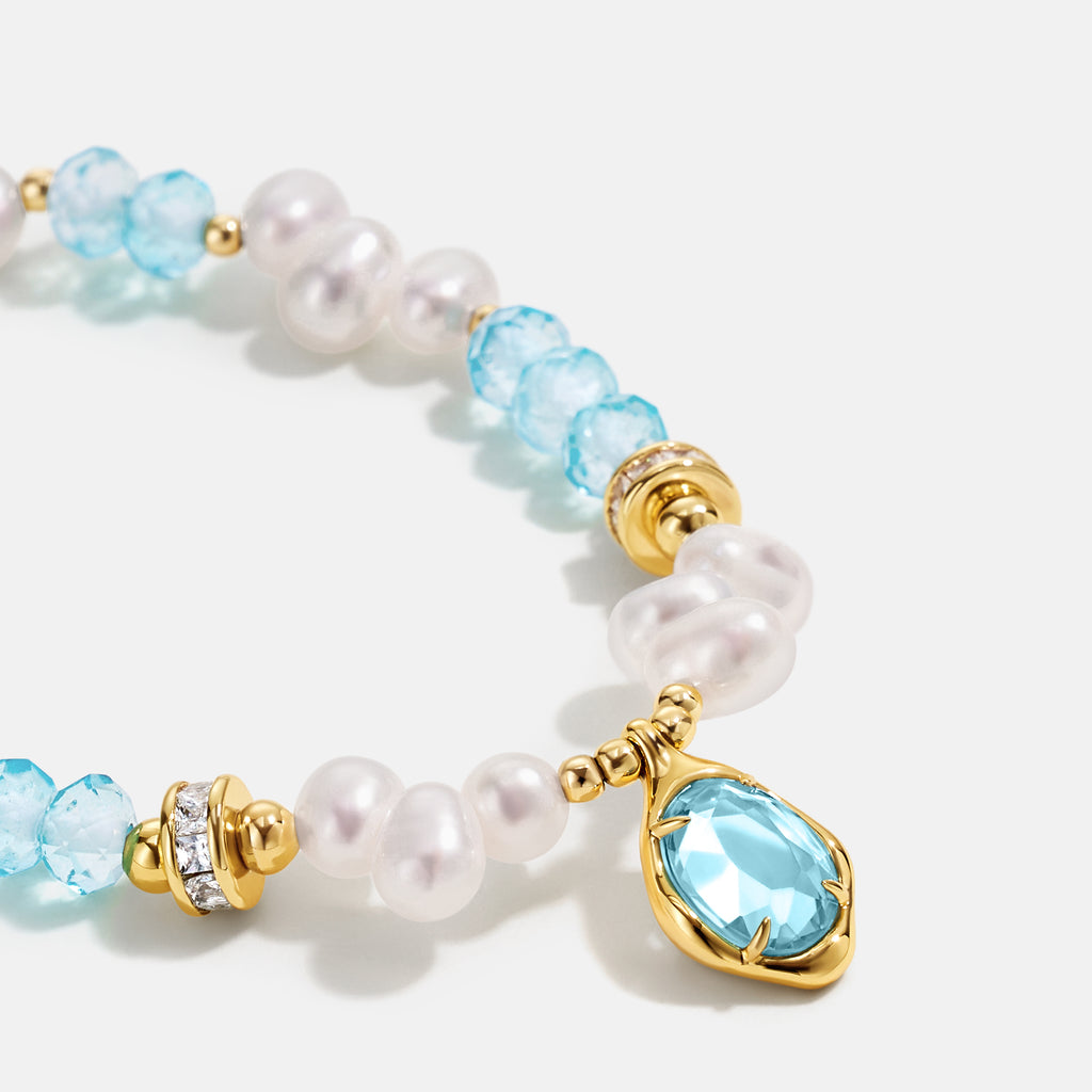 Raw Blue Topaz Pearl Bracelets