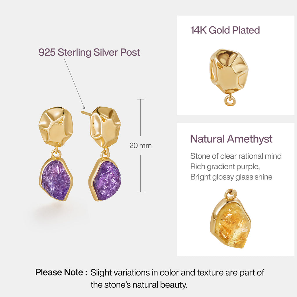 Raw Amethyst  Earrings