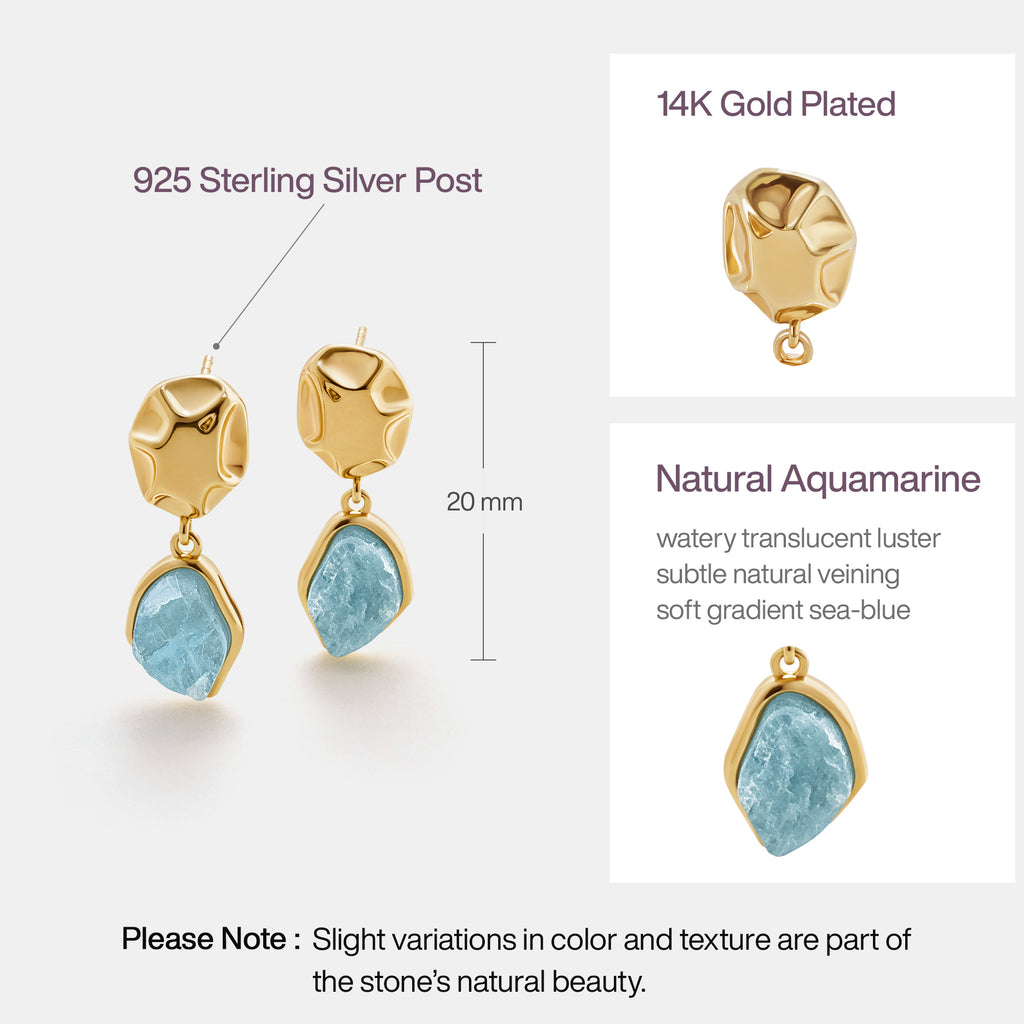 Raw Aquamarine Earrings
