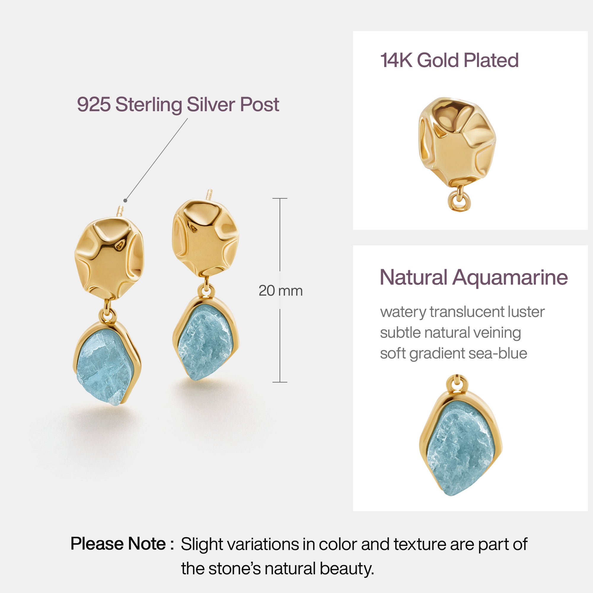 Raw Aquamarine Earrings