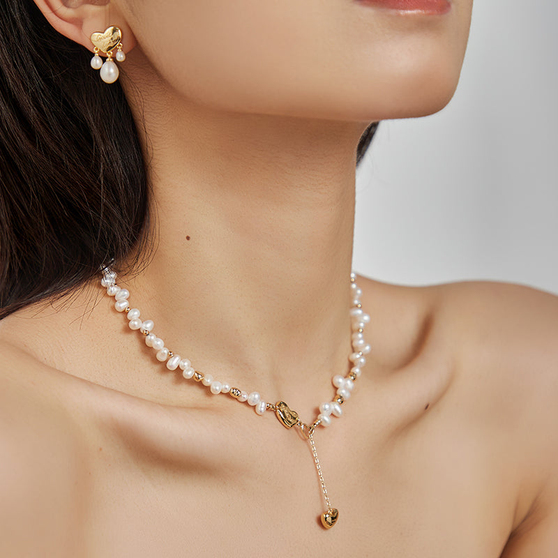 Good Luck Pearl Heart Earrings