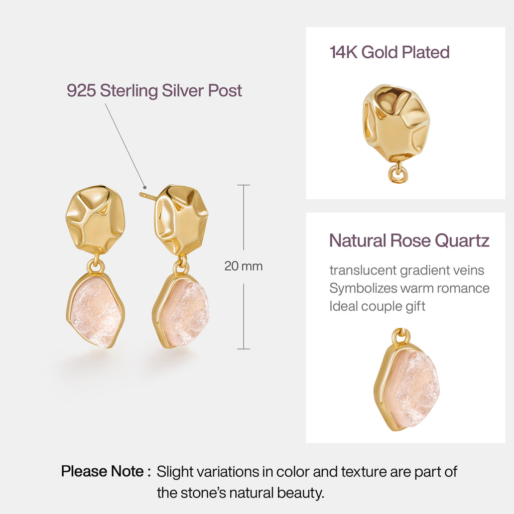Raw Rose Quartz Earrings