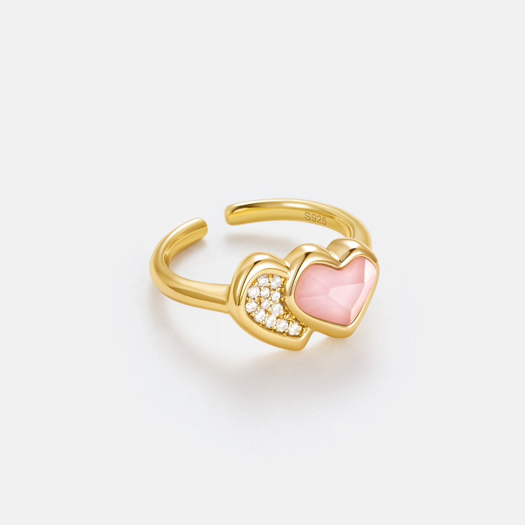 Blush Heart Rose Quartz Open Ring