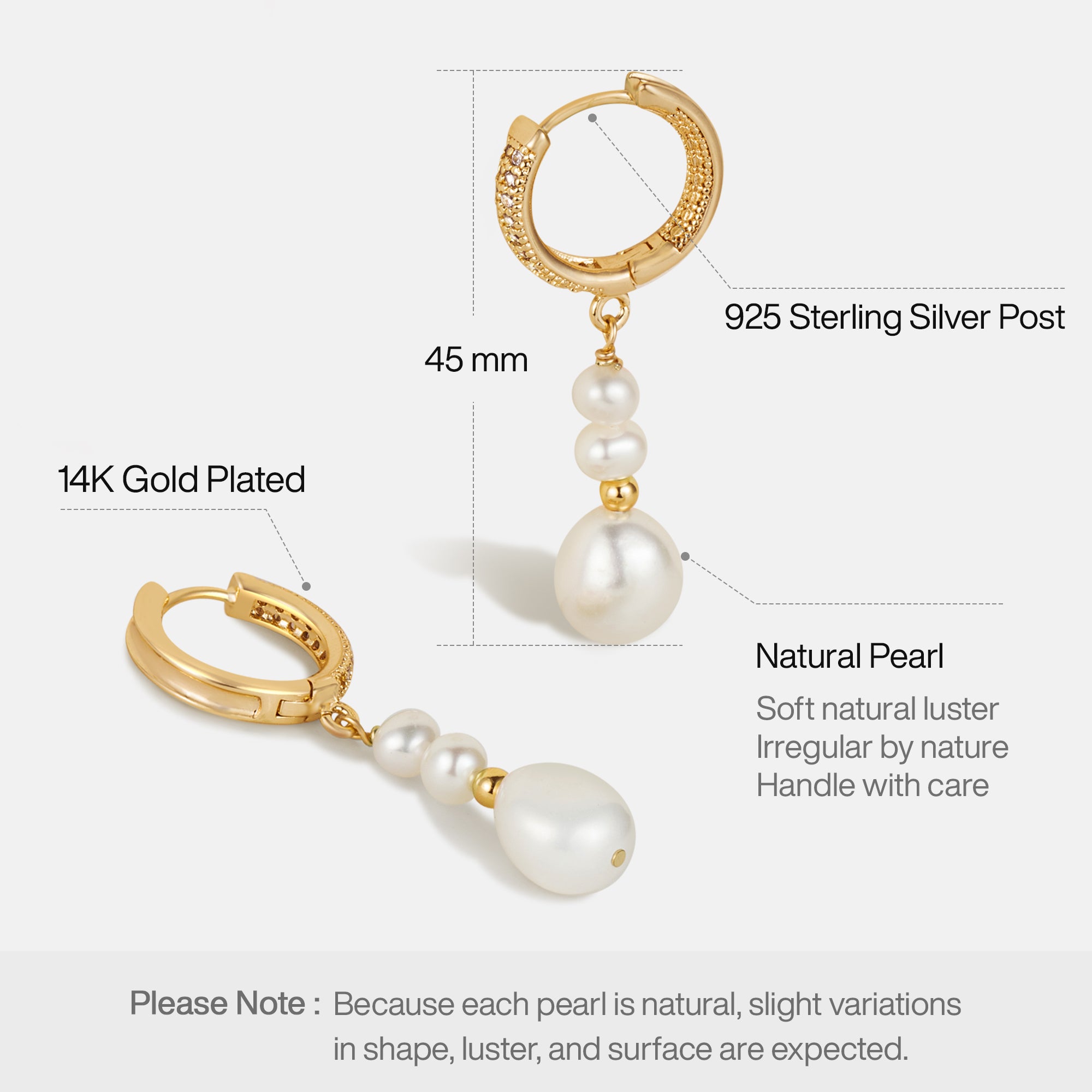 Gold Hoop Pearl Earrings