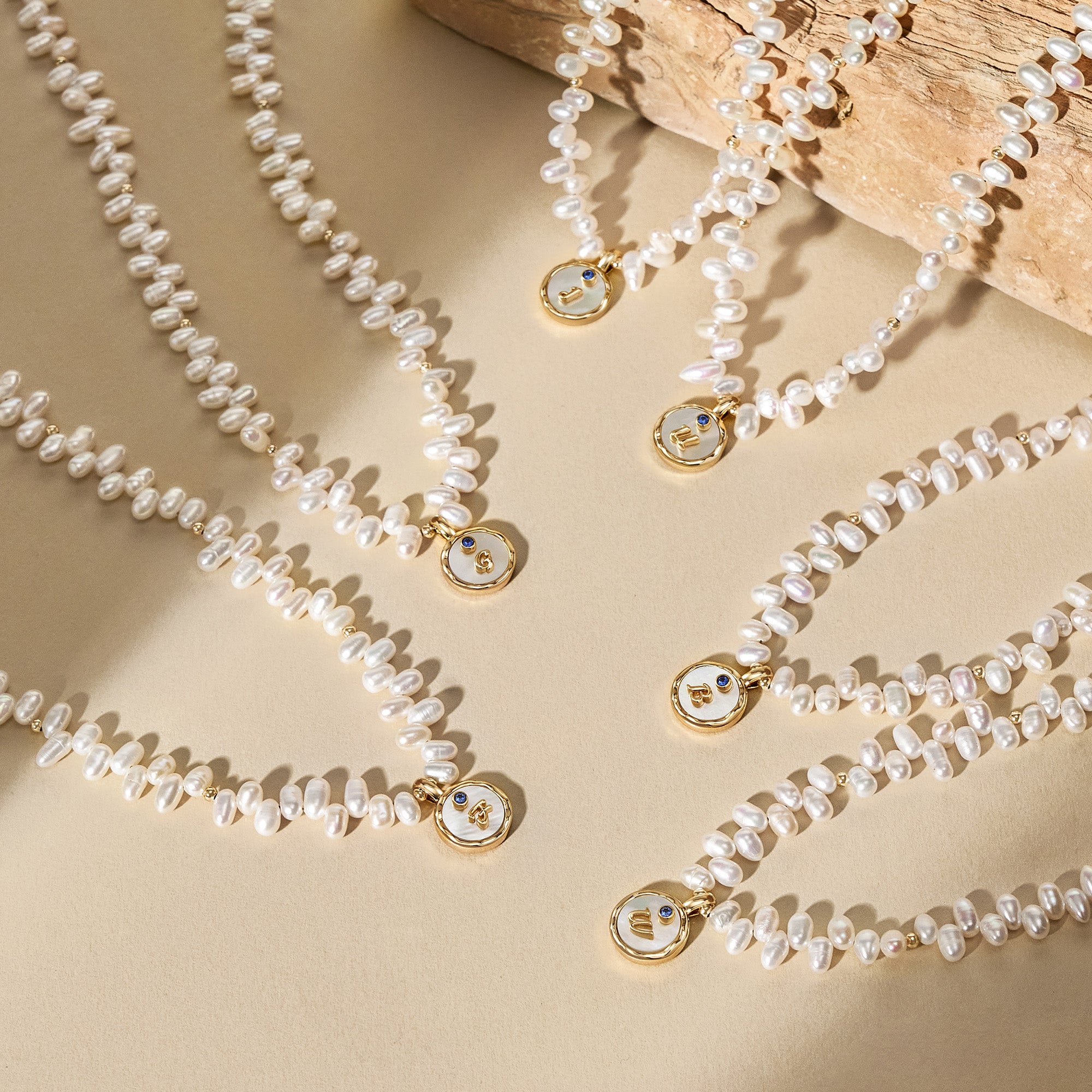 Signet Initial Pearl Necklace