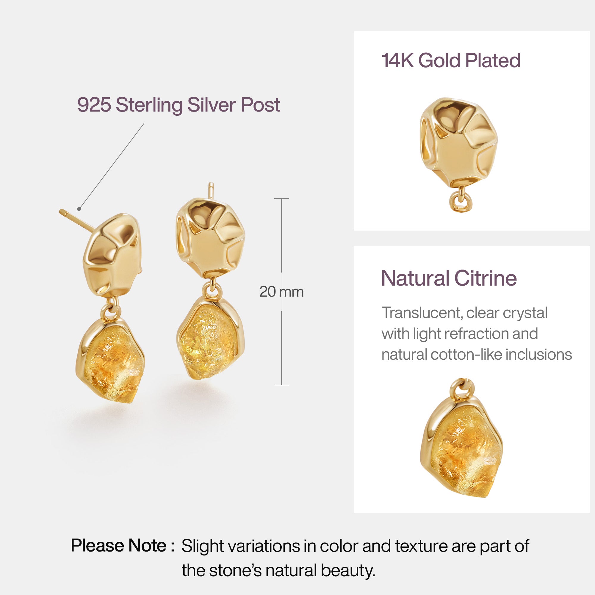 Raw Citrine Earrings