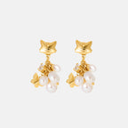 Cat Butterfly Pearl Earrings