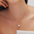 Lucky Clover Pearl Charm Necklace